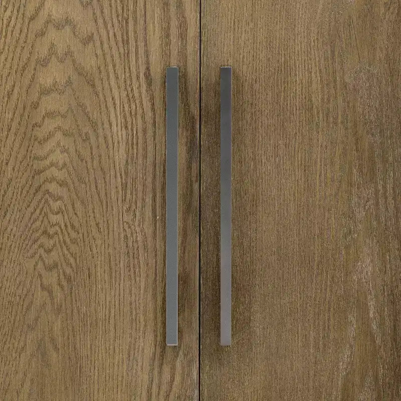 Mobiletto in legno a 2 ante Espresso / Naturale con maniglie in metallo