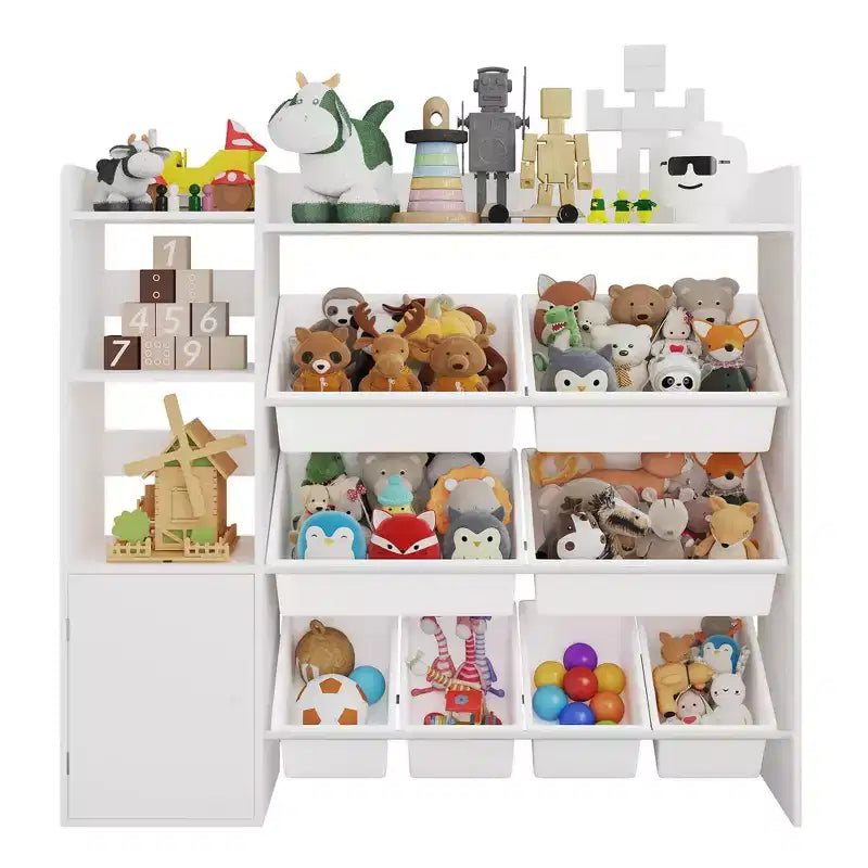 Armadio contenitore 4 in 1 per bambini in legno multicolore/bianco con 8 contenitori rimovibili