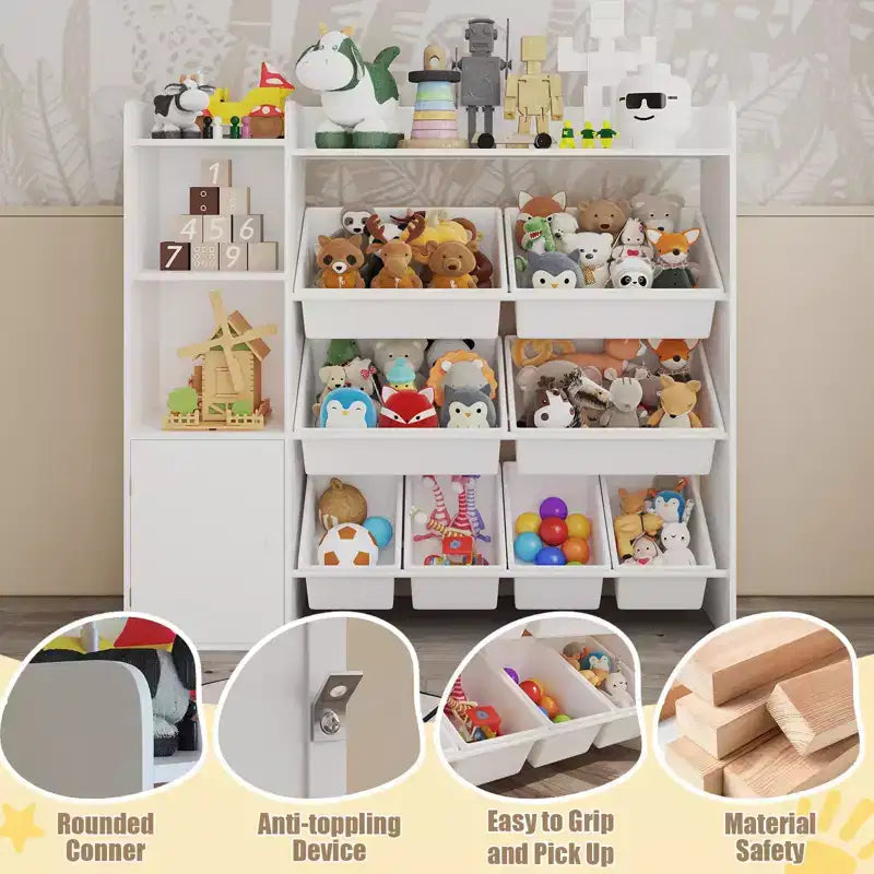 Armadio contenitore 4 in 1 per bambini in legno multicolore/bianco con 8 contenitori rimovibili