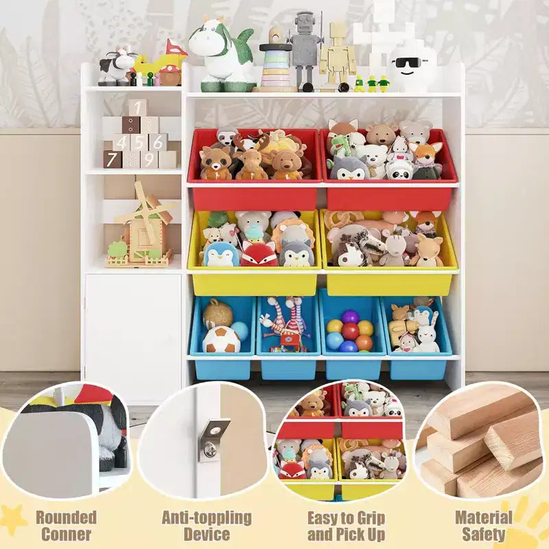 Armadio contenitore 4 in 1 per bambini in legno multicolore/bianco con 8 contenitori rimovibili