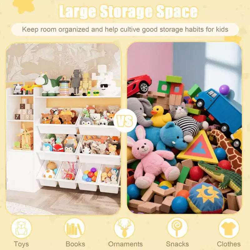 Armadio contenitore 4 in 1 per bambini in legno multicolore/bianco con 8 contenitori rimovibili