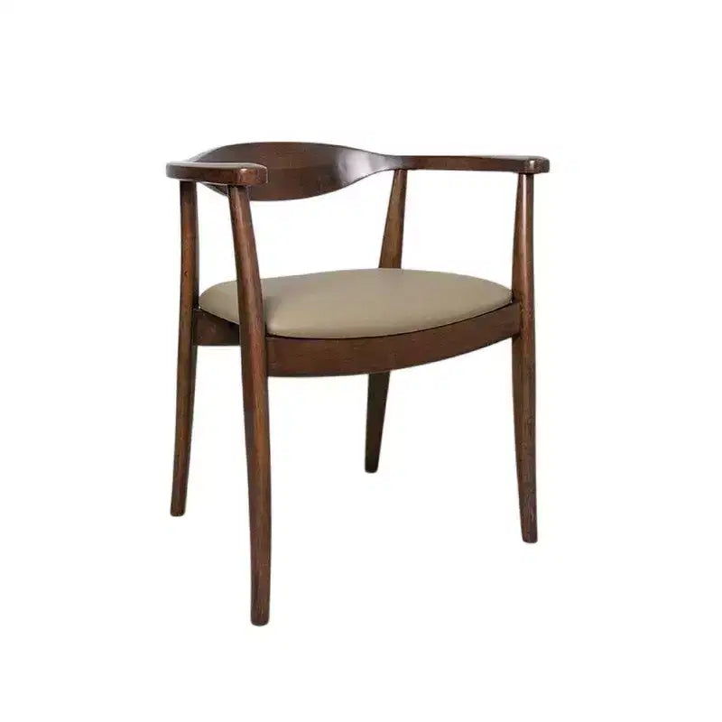 Poltroncina da pranzo in microfibra marrone, schienale a doghe, set da 2