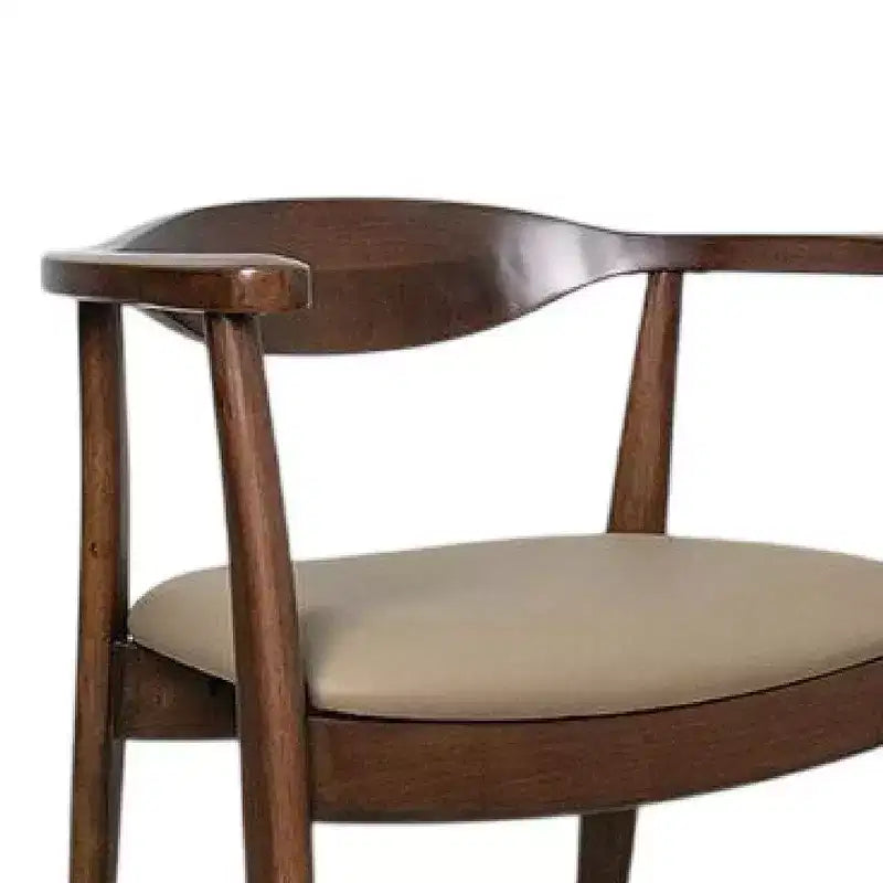 Poltroncina da pranzo in microfibra marrone, schienale a doghe, set da 2