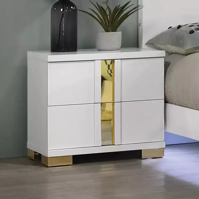 Comodino contemporaneo bianco e oro, 1 pezzo