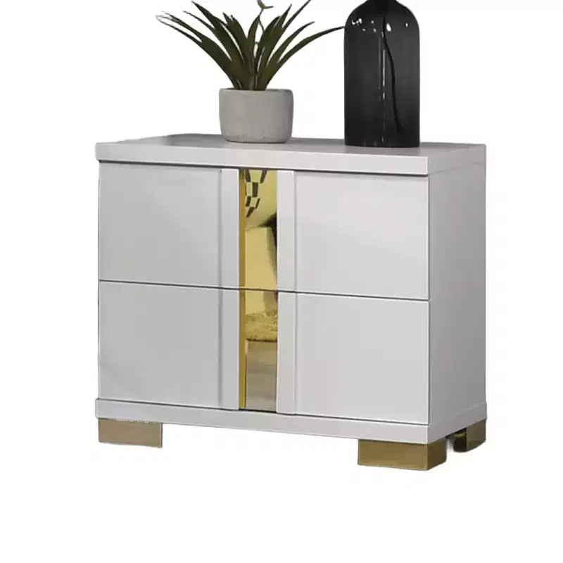 Comodino contemporaneo bianco e oro, 1 pezzo