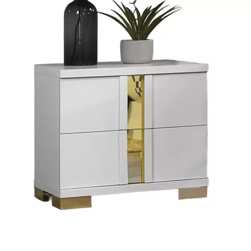 Comodino contemporaneo bianco e oro, 1 pezzo