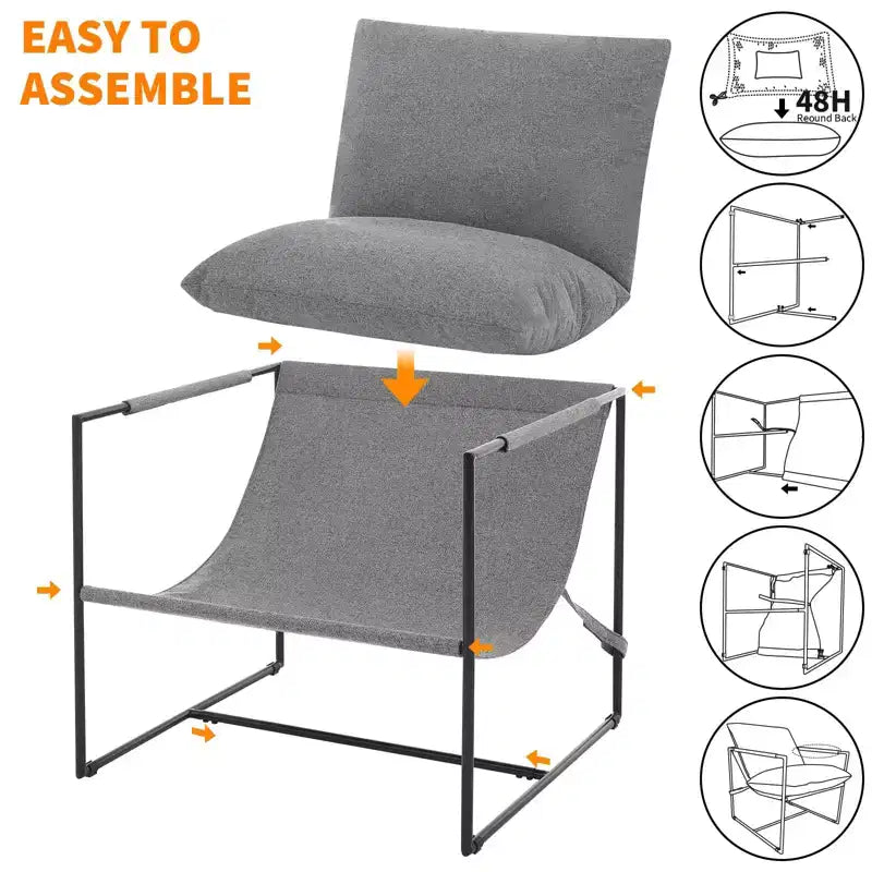 Poltrona di design senza braccioli 1 posto in velluto a coste e lino Beige/Nero/Grigio