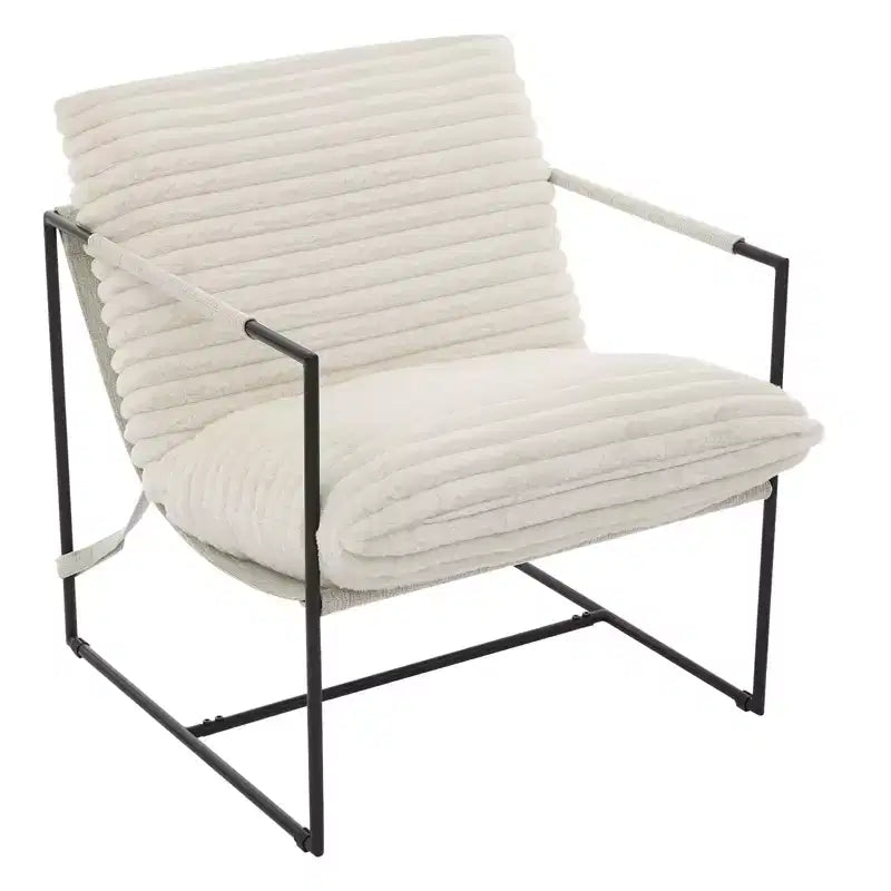 Poltrona di design senza braccioli 1 posto in velluto a coste e lino Beige/Nero/Grigio