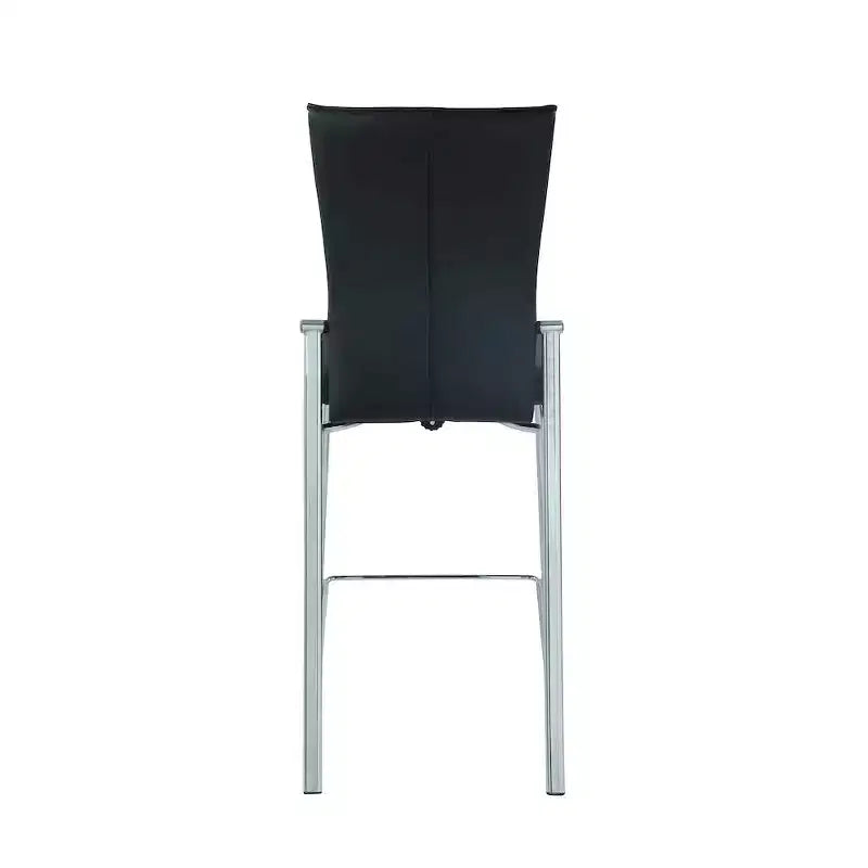 Sgabello da bancone in similpelle nera, struttura cromata, senza braccioli, 1 posto