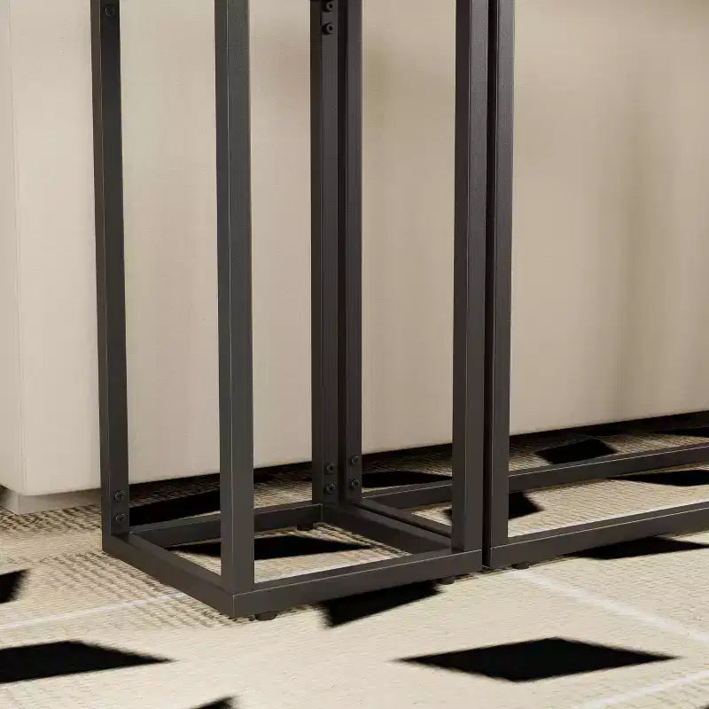 Set consolle rustico 3 pezzi in legno naturale e nero