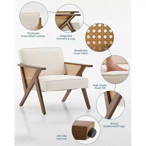 Poltrona senza braccioli, color beige/grigio, con schienale a cuscino, 1 posto