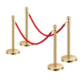 VEVOR Stanchions and Velvet Ropes 4Pcs,Hollow Base with Stainless Steel Post,2 Red Velvet Ropes and Posts,Crowd Control Barriers Gold Stanchions,Gold