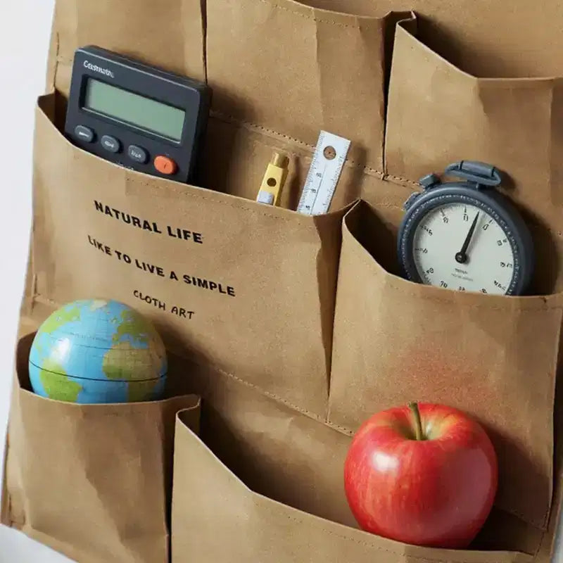 Organizer da parete multi-tasca in tela kaki, 10 tasche, 1 persona