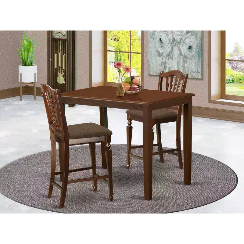 Set da pranzo da 5 pezzi in mogano altezza bancone (2 posti)