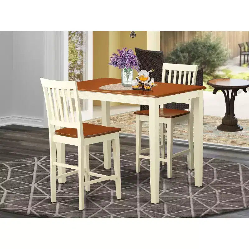 Set da pranzo da 3 pezzi altezza bancone latticello e ciliegio per 2 persone