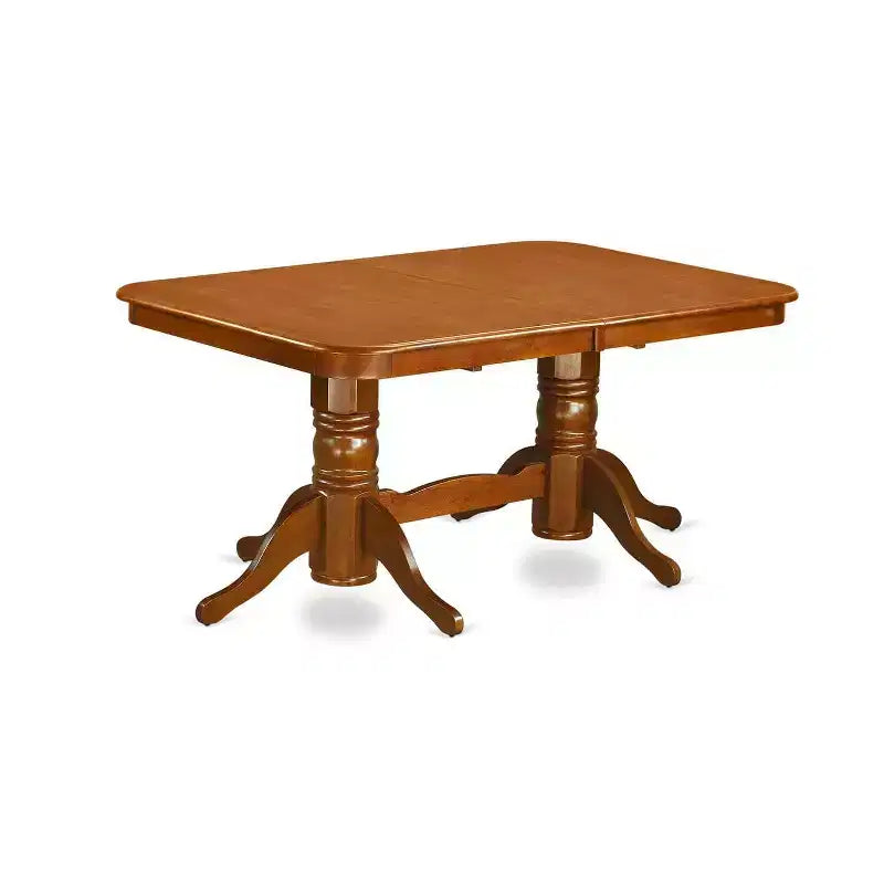 Set da pranzo rotondo a 8 posti in legno marrone e similpelle, 9 pezzi
