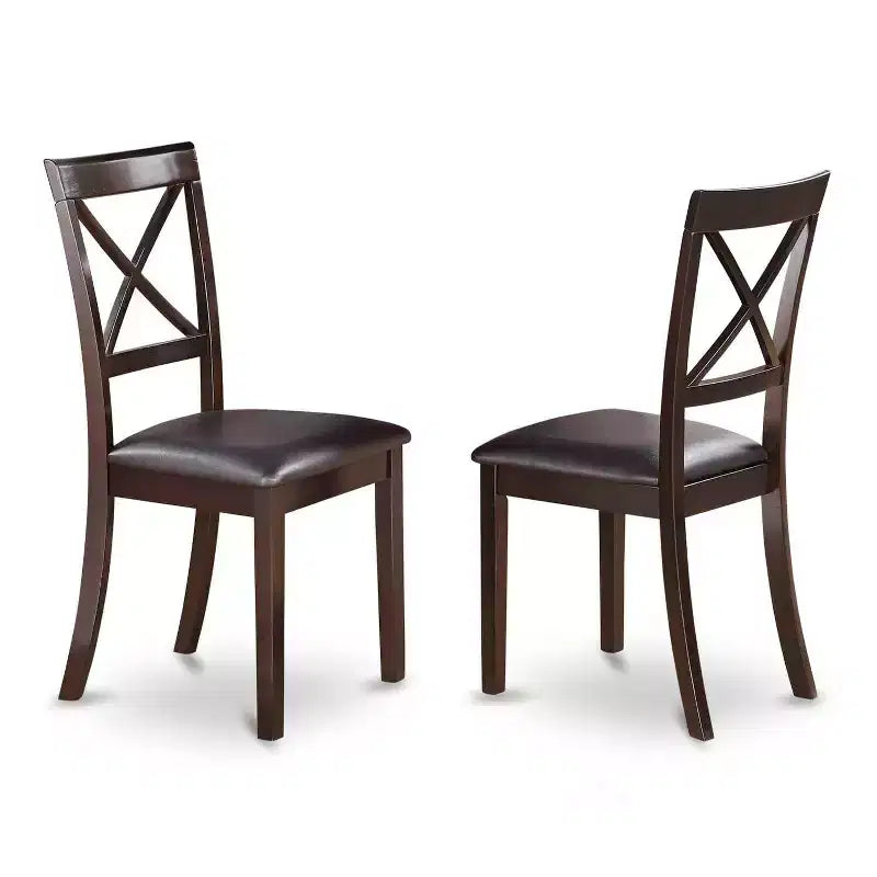 Set da pranzo rettangolare allungabile 7 pezzi in legno marrone con sedie in similpelle, 6 posti a sedere