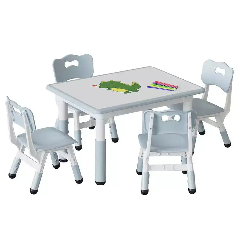 Set tavolo attività per bambini marrone/grigio con 4 sedie, altezza regolabile, età 2-10 anni