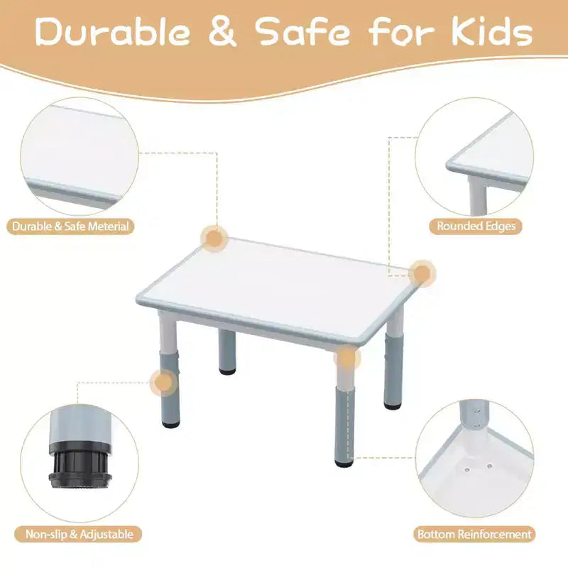 Set tavolo attività per bambini marrone/grigio con 4 sedie, altezza regolabile, età 2-10 anni