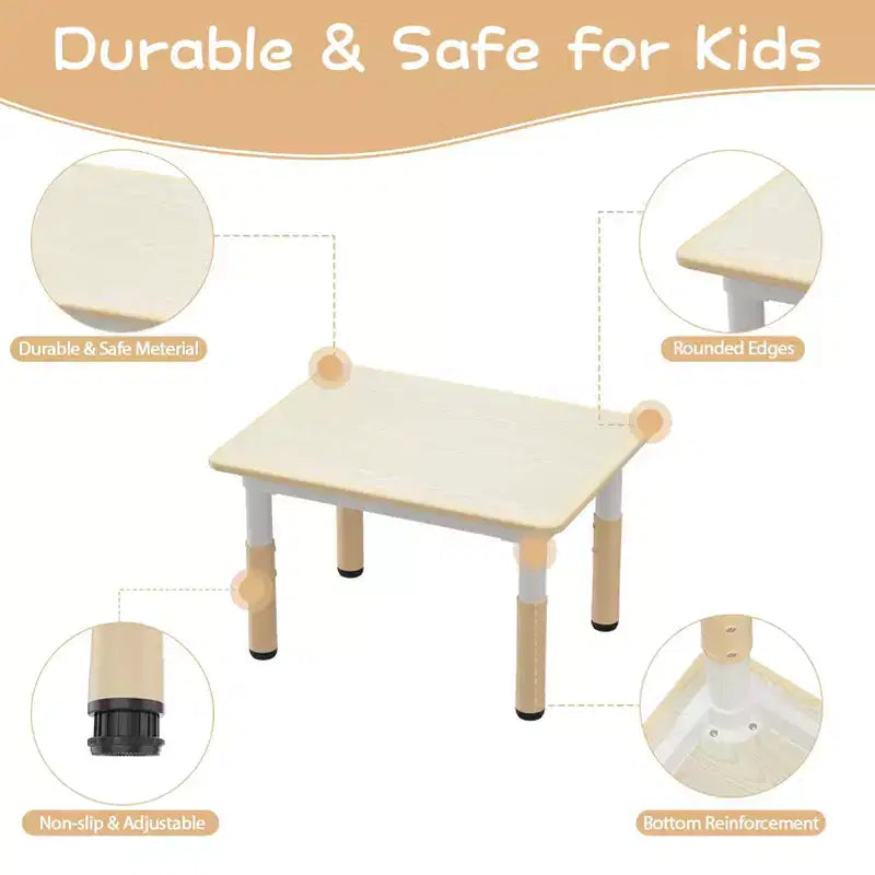 Set tavolo attività per bambini marrone/grigio con 4 sedie, altezza regolabile, età 2-10 anni