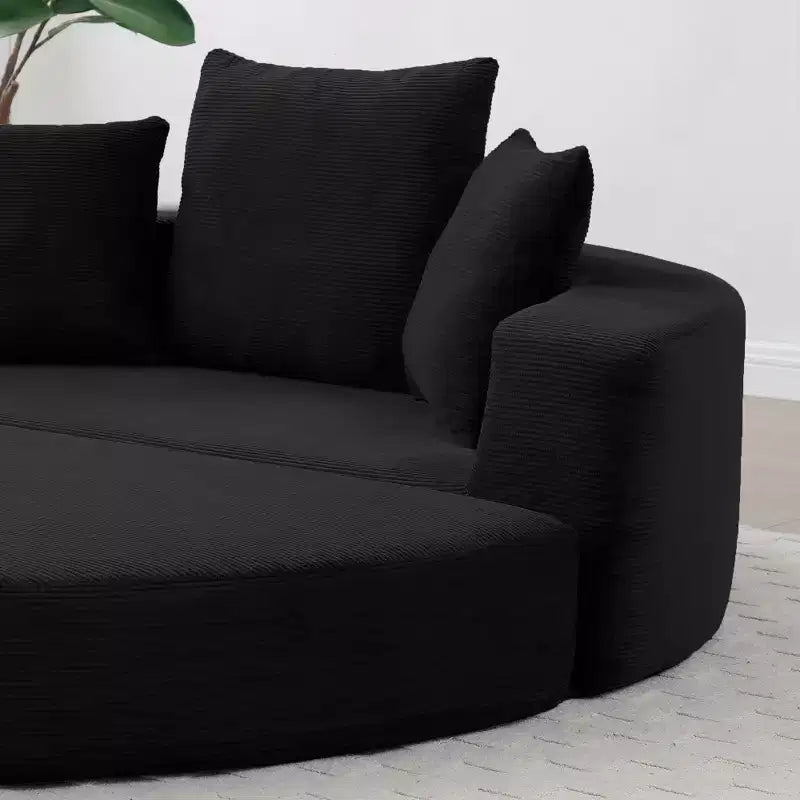Beige / Nero / Grigio / Verde / Arancione / Giallo – Divano letto convertibile in velluto a coste con cuscini, 2 posti