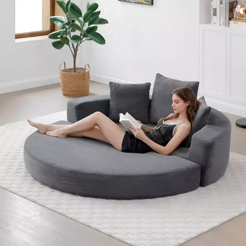 Beige / Nero / Grigio / Verde / Arancione / Giallo – Divano letto convertibile in velluto a coste con cuscini, 2 posti
