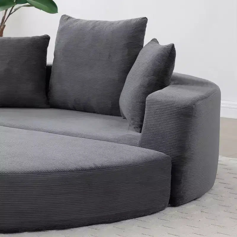Beige / Nero / Grigio / Verde / Arancione / Giallo – Divano letto convertibile in velluto a coste con cuscini, 2 posti