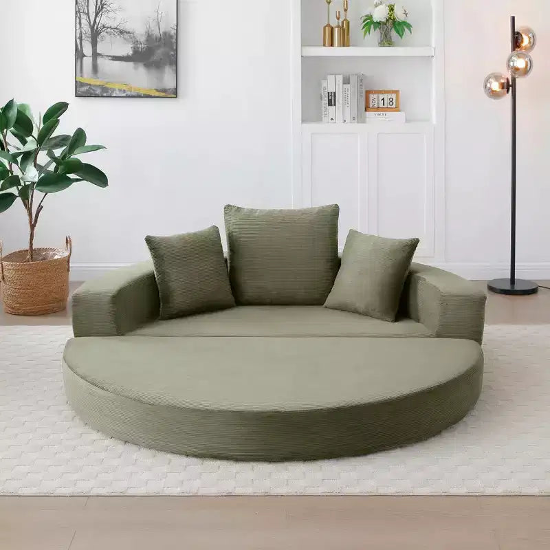 Beige / Nero / Grigio / Verde / Arancione / Giallo – Divano letto convertibile in velluto a coste con cuscini, 2 posti