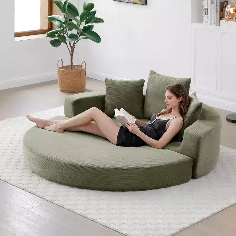 Beige / Nero / Grigio / Verde / Arancione / Giallo – Divano letto convertibile in velluto a coste con cuscini, 2 posti