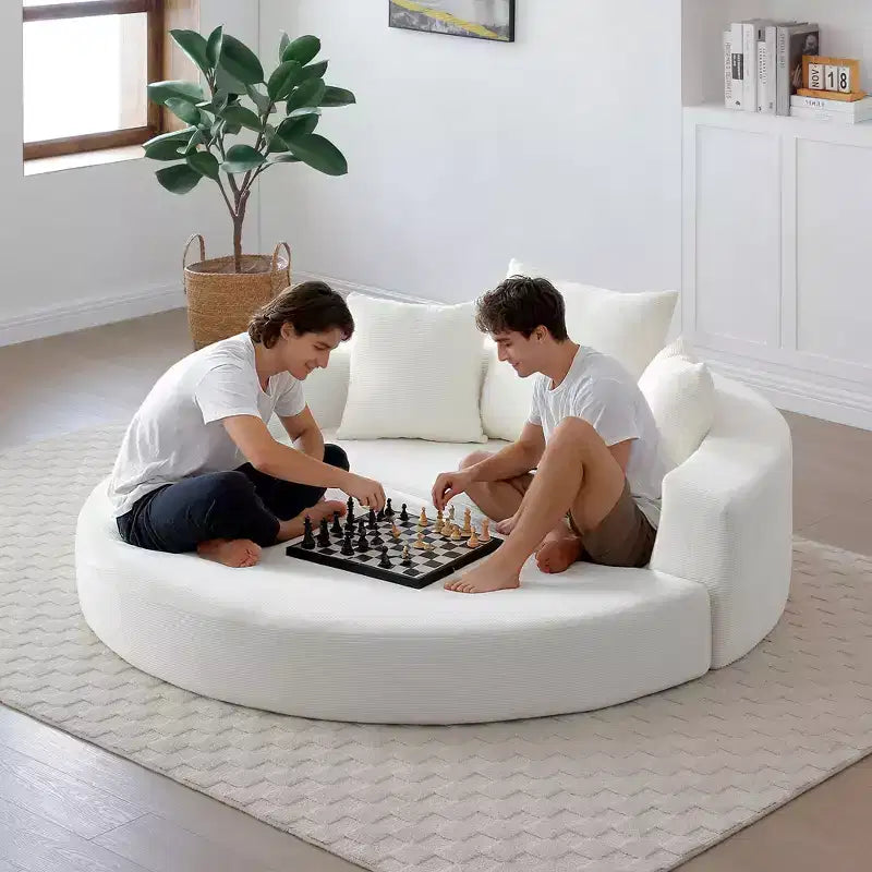 Beige / Nero / Grigio / Verde / Arancione / Giallo – Divano letto convertibile in velluto a coste con cuscini, 2 posti