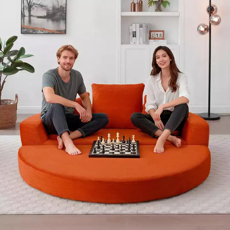 Beige / Nero / Grigio / Verde / Arancione / Giallo – Divano letto convertibile in velluto a coste con cuscini, 2 posti