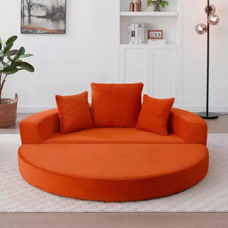 Beige / Nero / Grigio / Verde / Arancione / Giallo – Divano letto convertibile in velluto a coste con cuscini, 2 posti