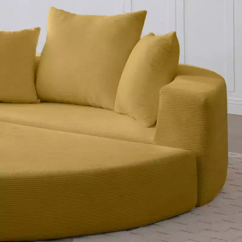 Beige / Nero / Grigio / Verde / Arancione / Giallo – Divano letto convertibile in velluto a coste con cuscini, 2 posti