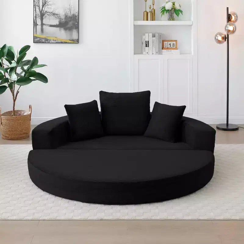 Beige / Nero / Grigio / Verde / Arancione / Giallo – Divano letto convertibile in velluto a coste con cuscini, 2 posti