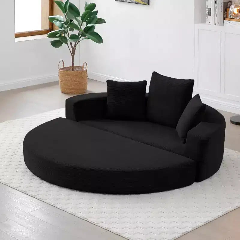 Beige / Nero / Grigio / Verde / Arancione / Giallo – Divano letto convertibile in velluto a coste con cuscini, 2 posti