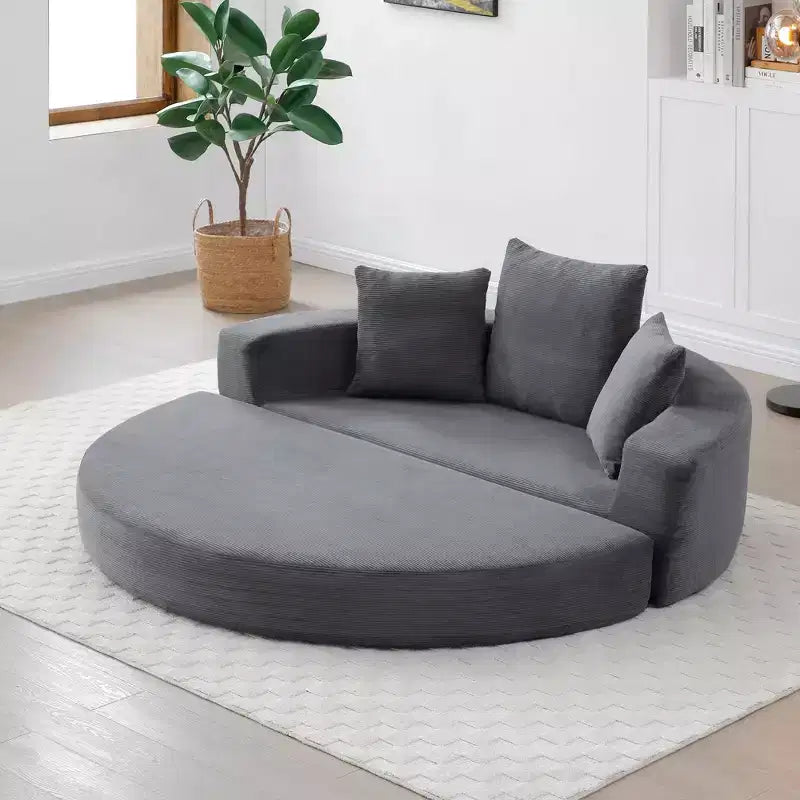 Beige / Nero / Grigio / Verde / Arancione / Giallo – Divano letto convertibile in velluto a coste con cuscini, 2 posti