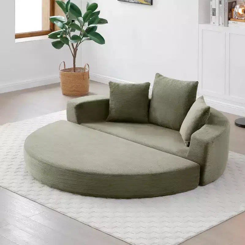 Beige / Nero / Grigio / Verde / Arancione / Giallo – Divano letto convertibile in velluto a coste con cuscini, 2 posti