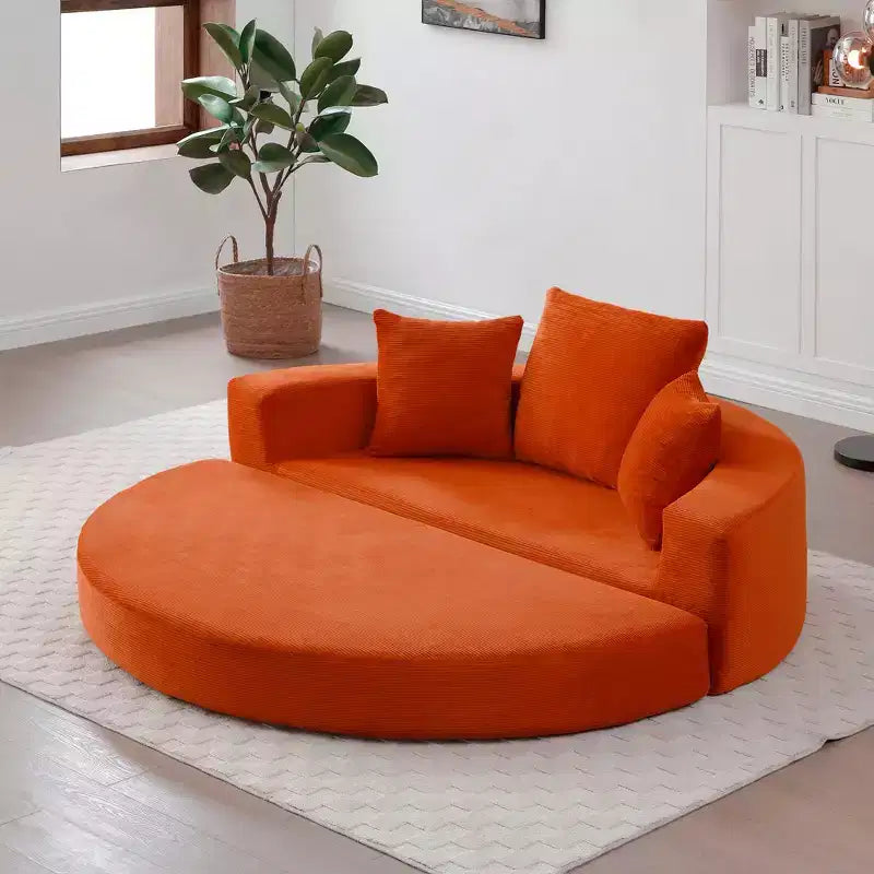 Beige / Nero / Grigio / Verde / Arancione / Giallo – Divano letto convertibile in velluto a coste con cuscini, 2 posti