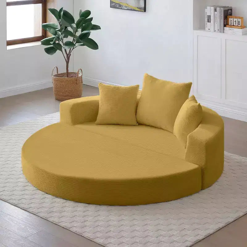 Beige / Nero / Grigio / Verde / Arancione / Giallo – Divano letto convertibile in velluto a coste con cuscini, 2 posti