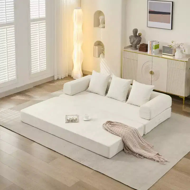Divano Letto in ciniglia, 2 Posti, Beige/Nero/Blu/Grigio/Verde/Arancione