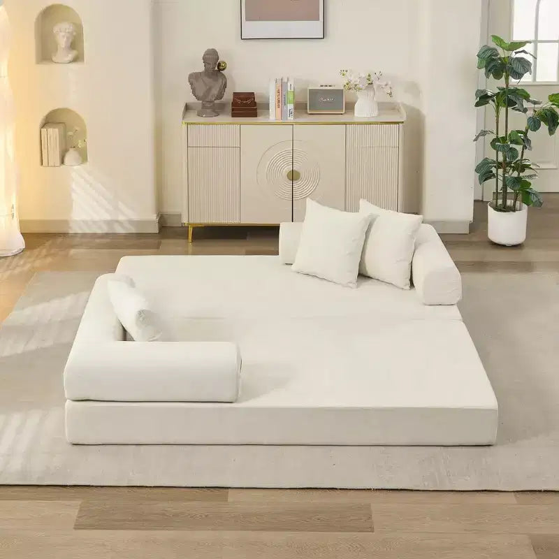 Divano Letto in ciniglia, 2 Posti, Beige/Nero/Blu/Grigio/Verde/Arancione