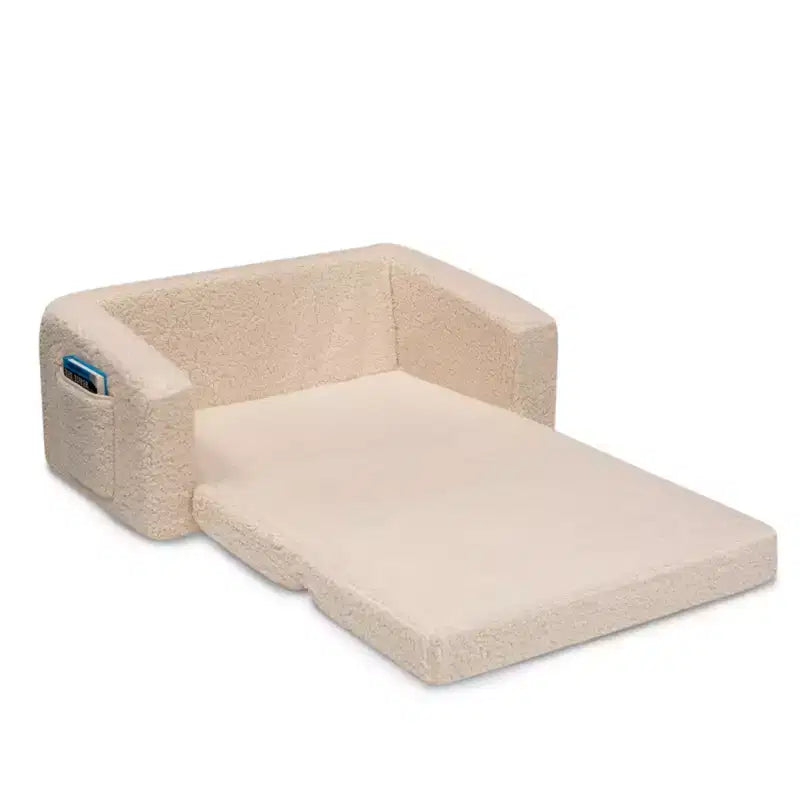 Divano e lettino convertibile estraibile per bambini Panna/Grigio/Rosa, 3 posti a sedere