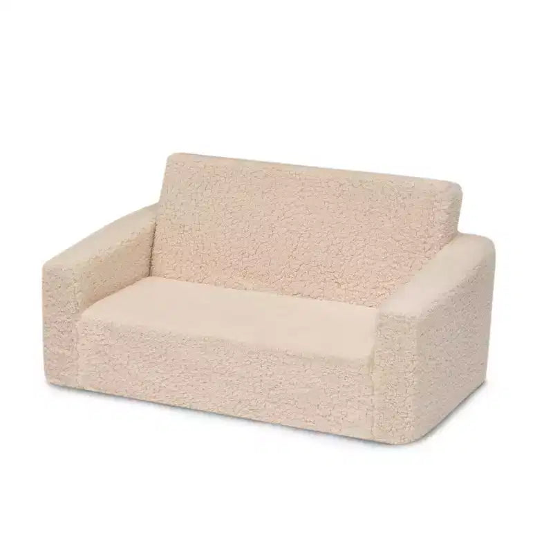 Divano e lettino convertibile estraibile per bambini Panna/Grigio/Rosa, 3 posti a sedere