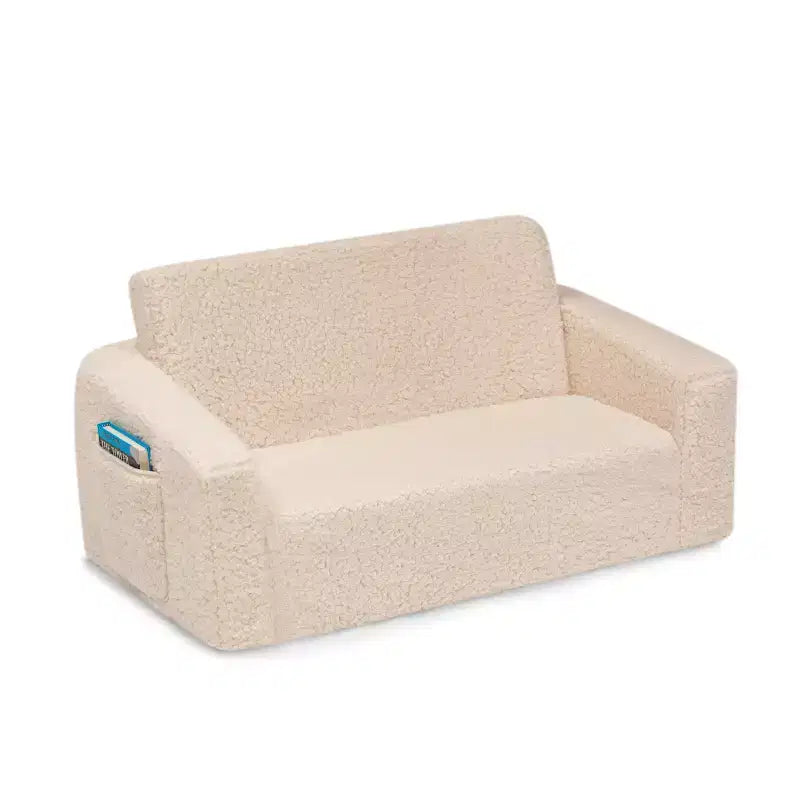 Divano e lettino convertibile estraibile per bambini Panna/Grigio/Rosa, 3 posti a sedere