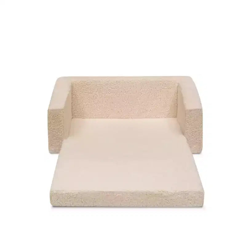 Divano e lettino convertibile estraibile per bambini Panna/Grigio/Rosa, 3 posti a sedere