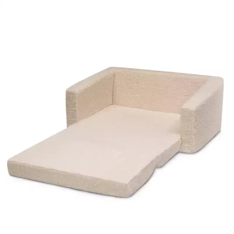 Divano e lettino convertibile estraibile per bambini Panna/Grigio/Rosa, 3 posti a sedere