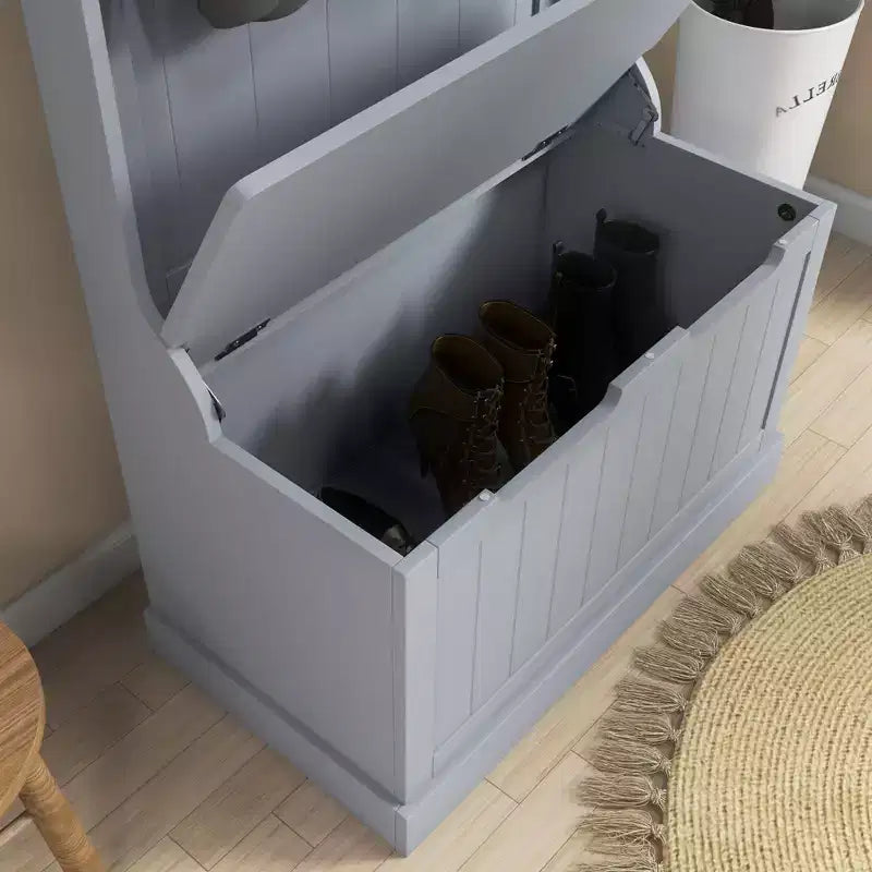 Appendiabiti da ingresso grigio con scarpiera, 4 ganci, singolo