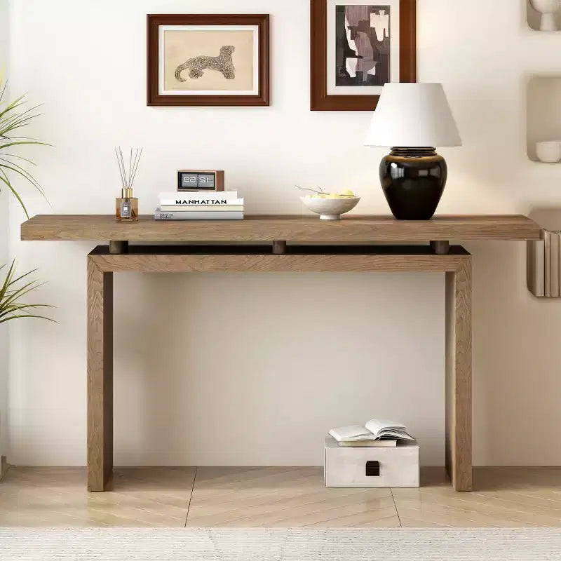 Console con piano sospeso nero/naturale, impiallacciatura in frassino sottile, 1 pezzo