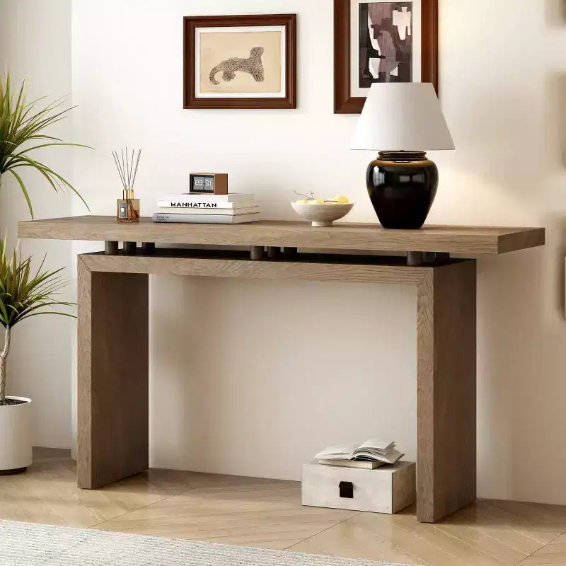 Console con piano sospeso nero/naturale, impiallacciatura in frassino sottile, 1 pezzo