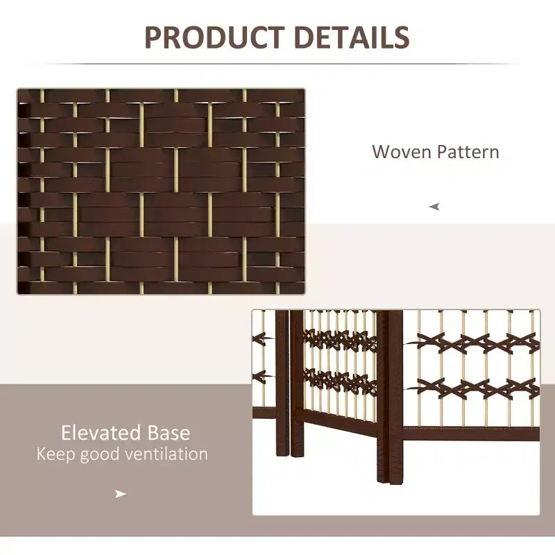 Nero / Marrone / Grigio scuro / Legno naturale / Bianco – Divisorio pieghevole a 6 pannelli intrecciato, Schermo per la privacy per 1 persona